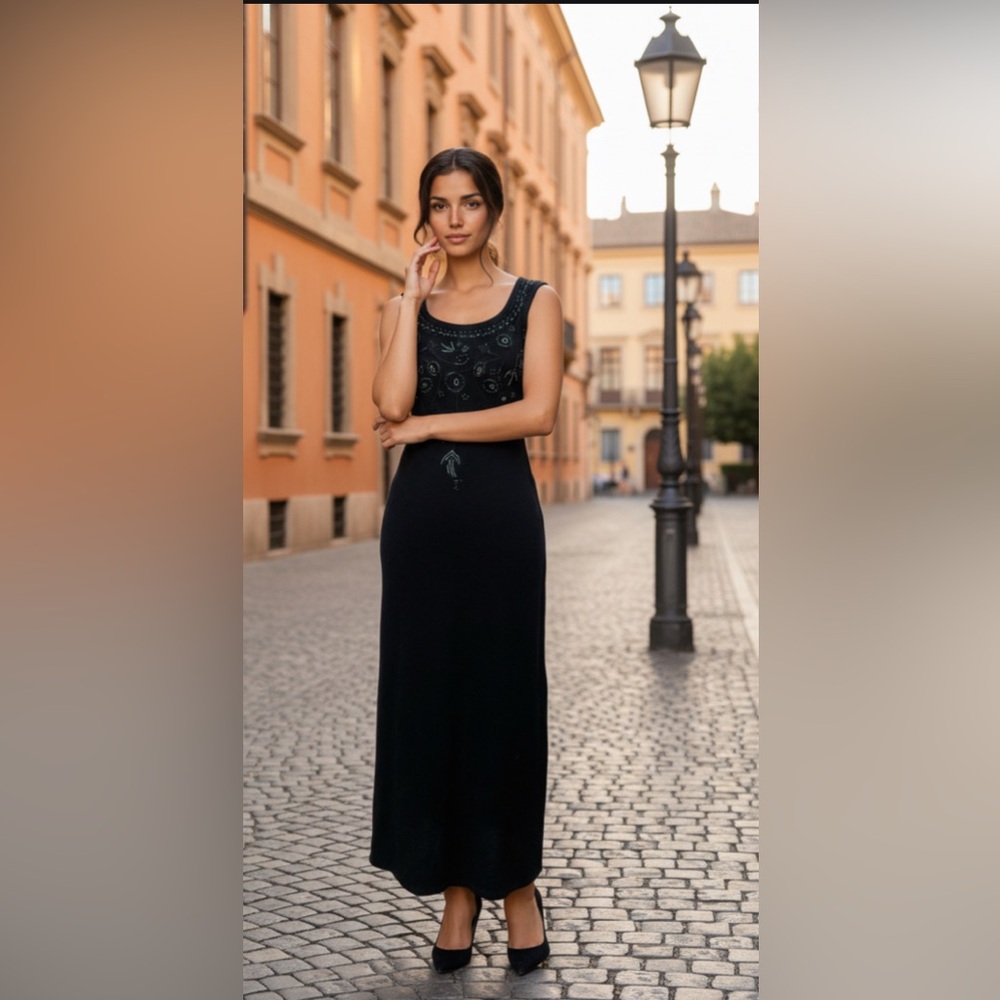 Carole Little Black Strapless Embellished Sheath Dress
